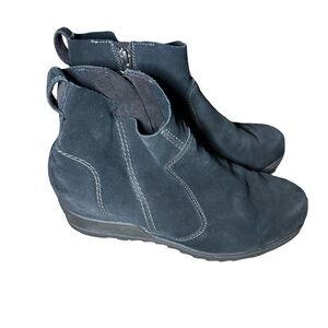 Sorel Women's Evie Bootie Size 9.5 Waterproof Black Suede Zip Wedge Ankle Boots